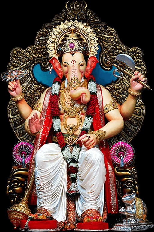 Ornate Lord Ganesha Idol PNG