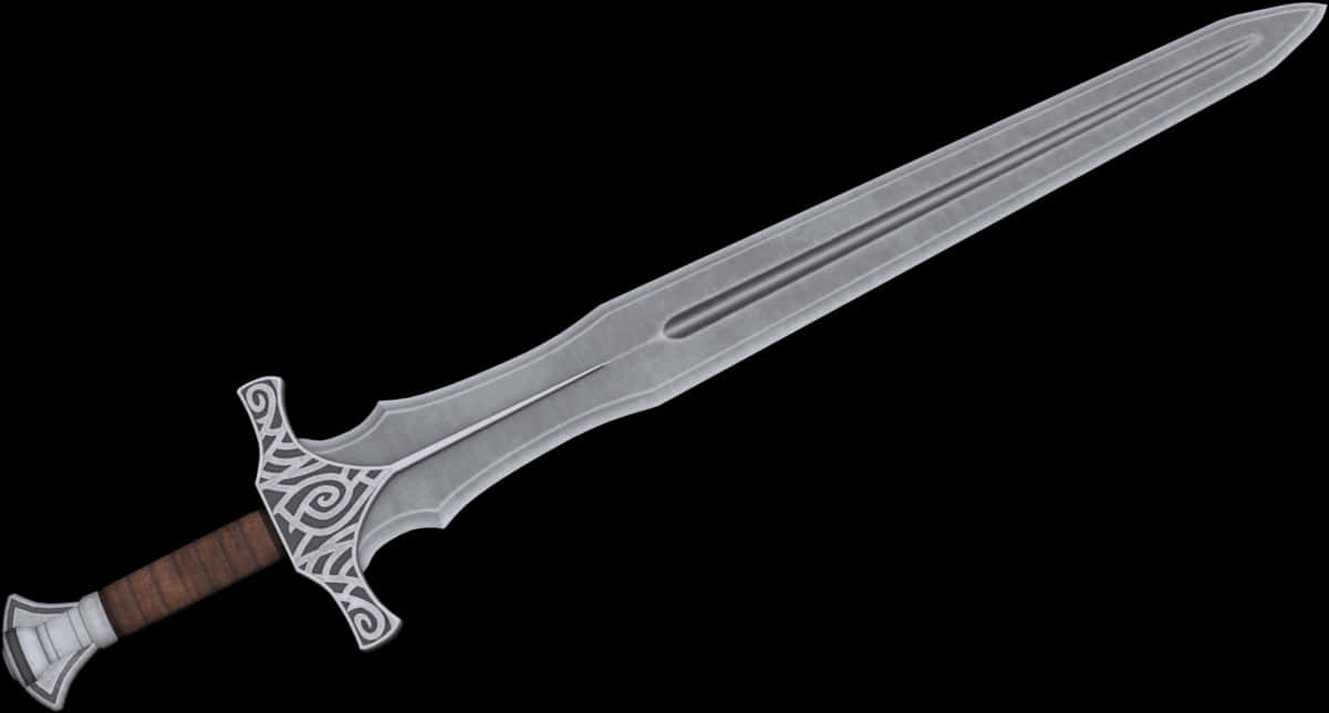 Ornate Medieval Sword Black Background PNG