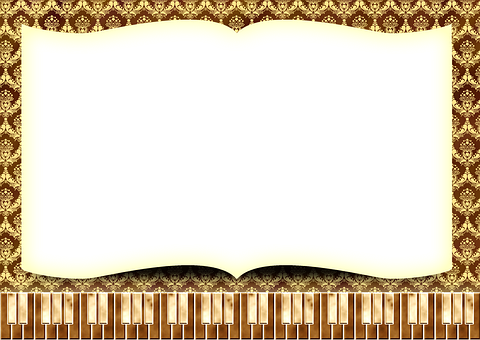 Ornate Music Bookand Piano Keyboard PNG