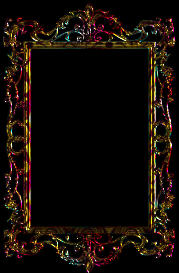 Ornate Neon Glow Frame PNG