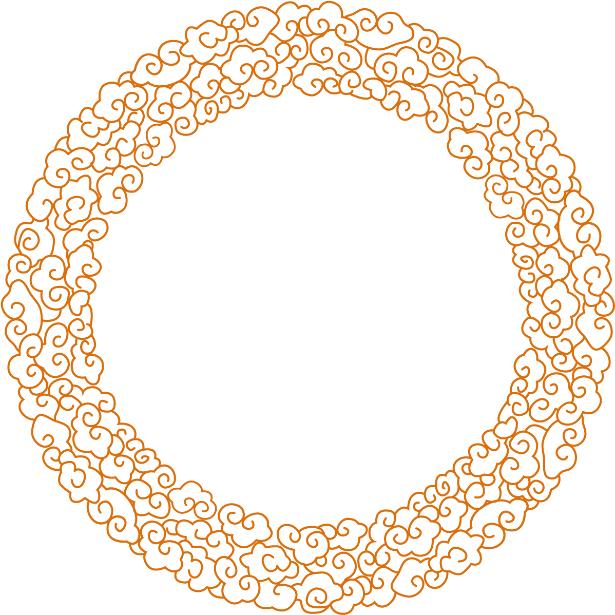 Ornate Orange Circular Border Design PNG