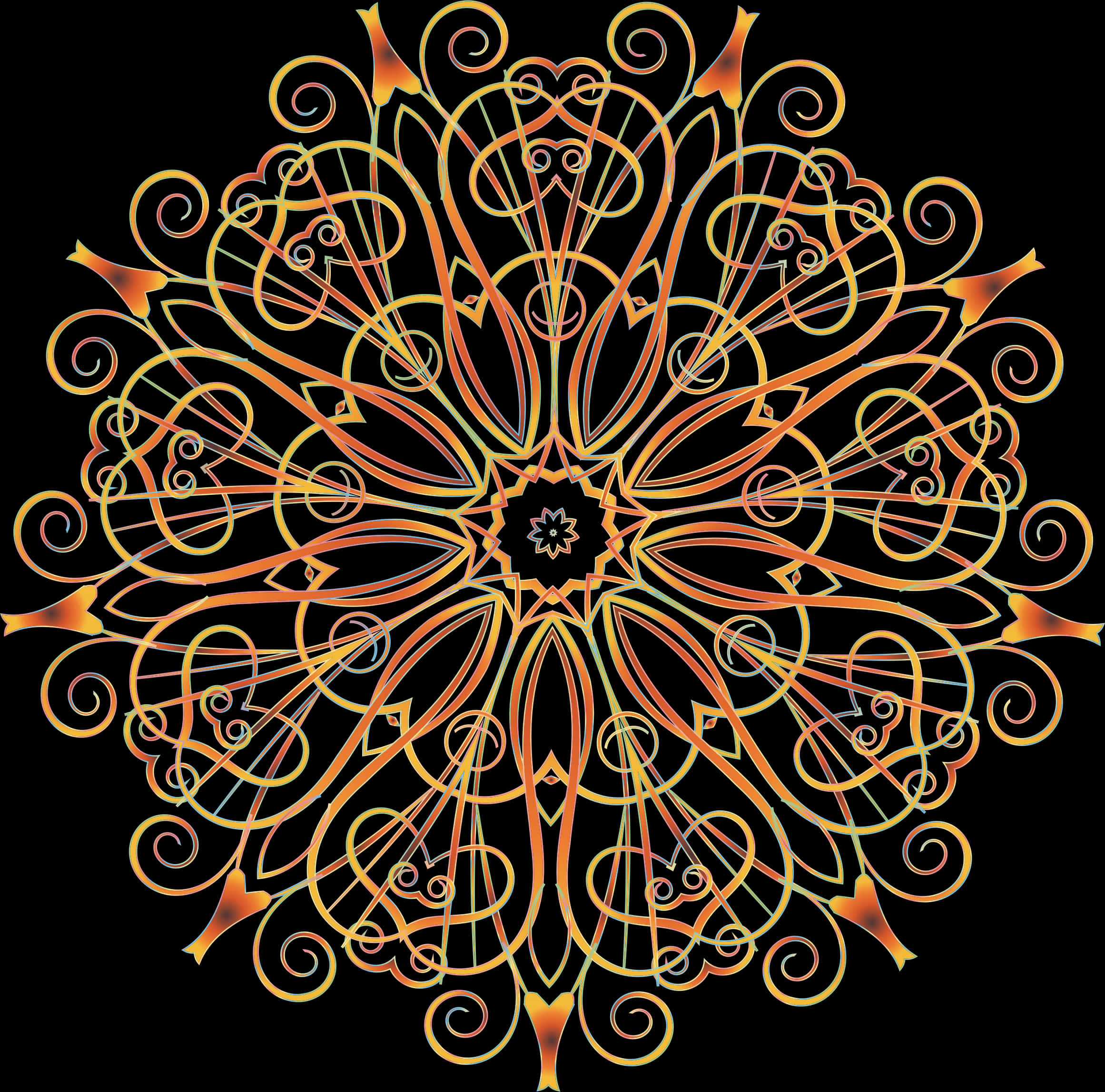 Ornate Orange Mandala Art PNG