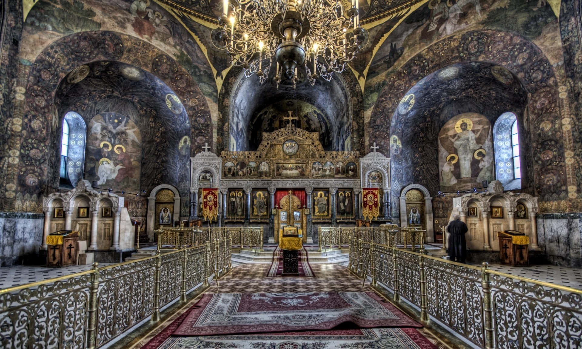 Ornate Orthodox Church Interior Wallpaper