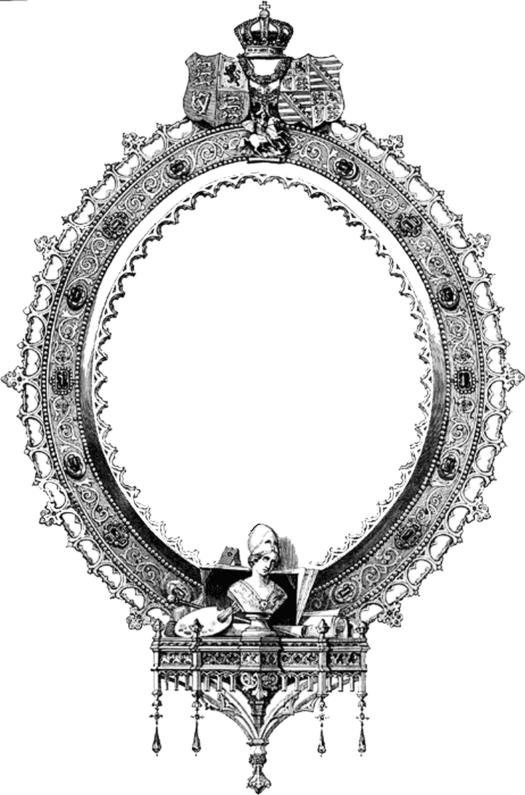 Ornate Oval Frame Vintage Illustration PNG