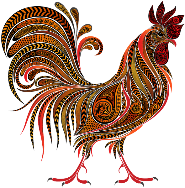 Ornate Paisley Rooster Artwork PNG