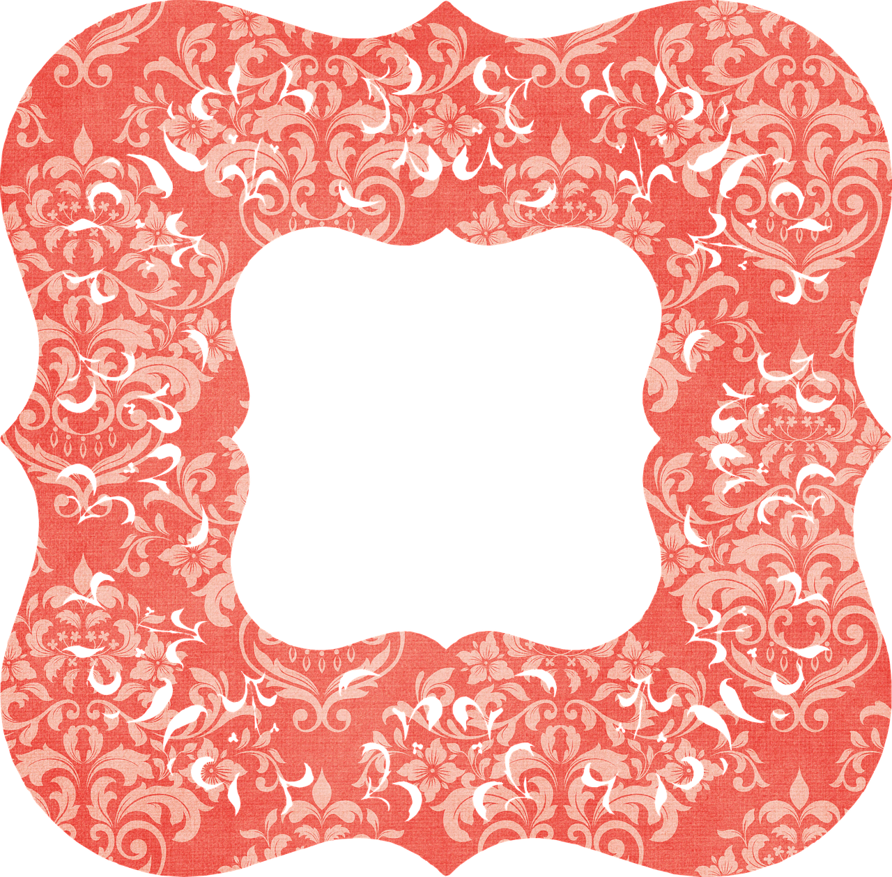 Ornate Red Floral Decorative Border PNG