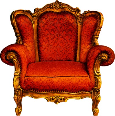 Ornate Red Gold Vintage Chair PNG