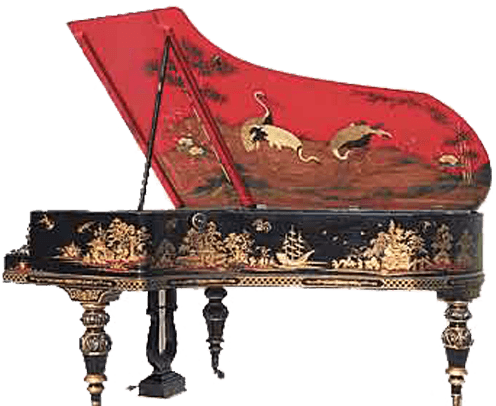 Ornate Red Grand Piano PNG