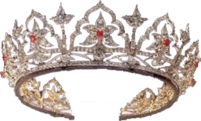 Ornate Silver Crownwith Gems PNG