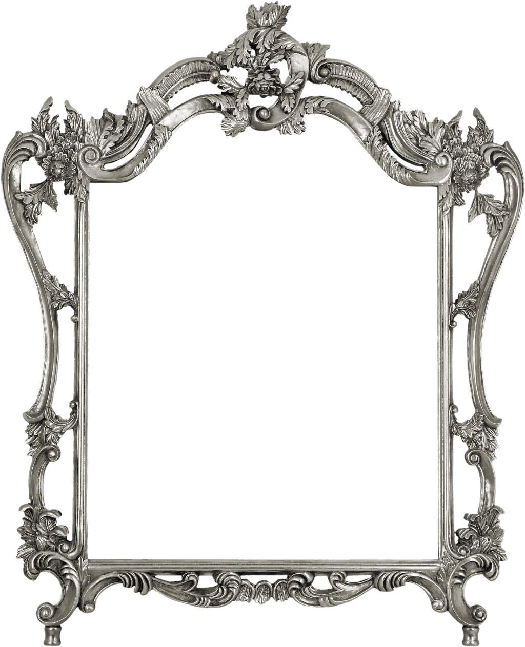 Ornate Silver Frame Design PNG