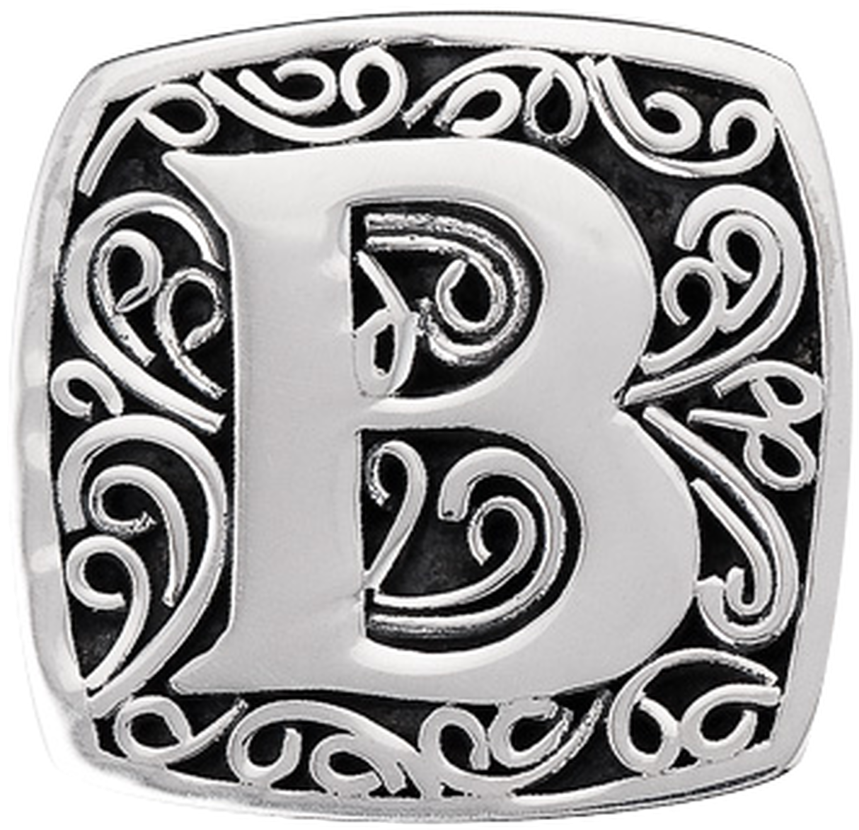 Ornate Silver Letter B Charm PNG