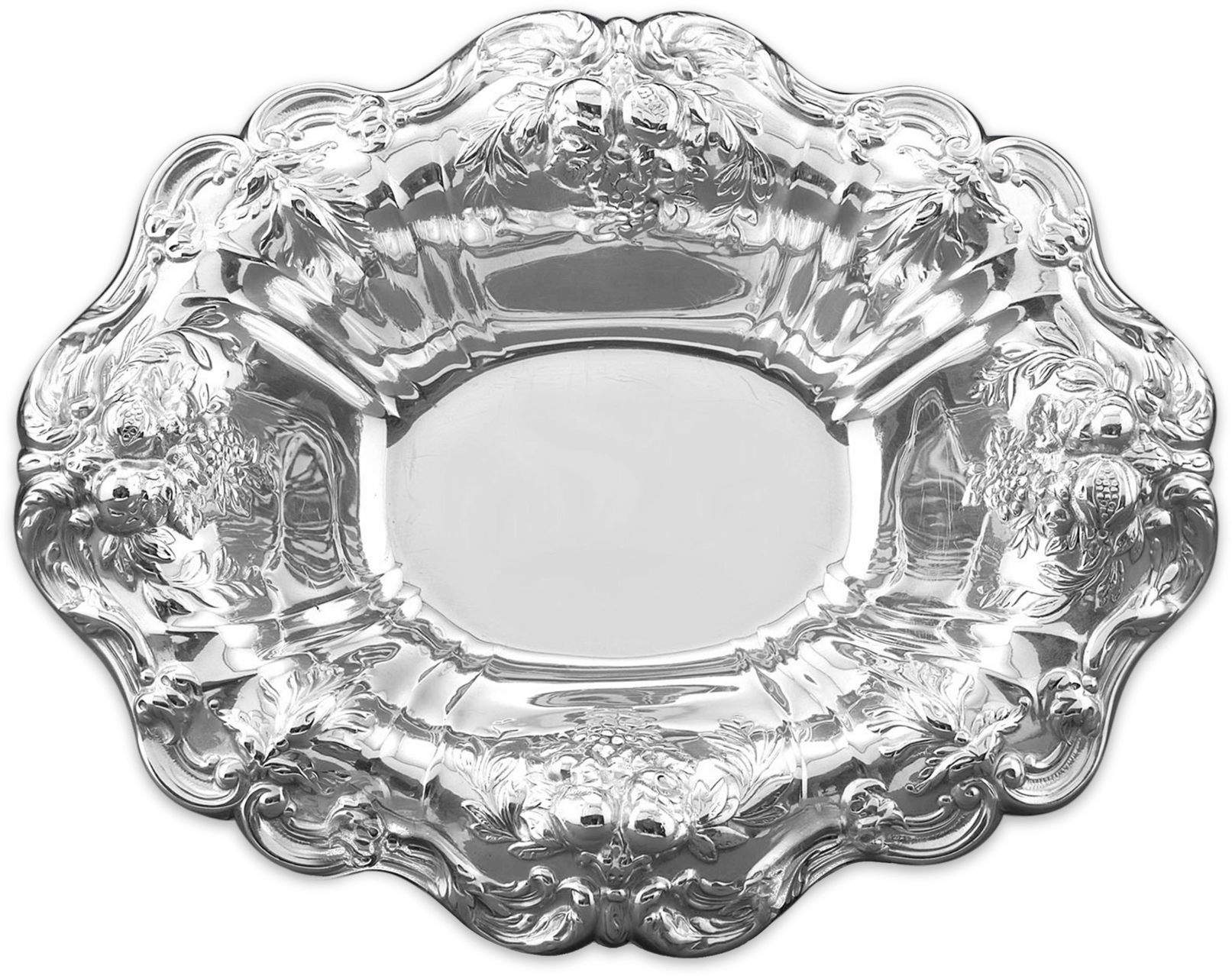 Ornate Silver Platter Design PNG