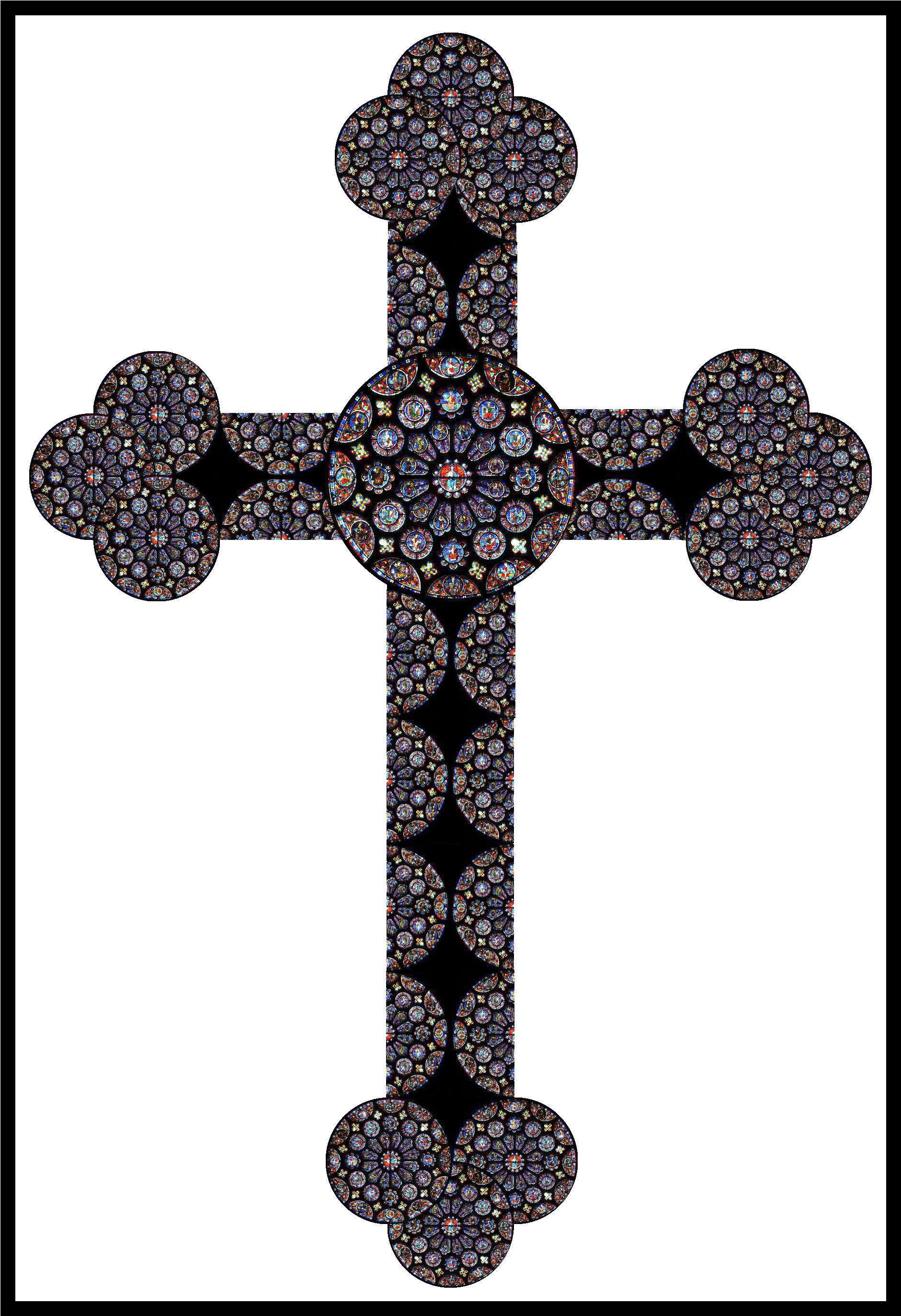 Ornate Stained Glass Cross Design PNG
