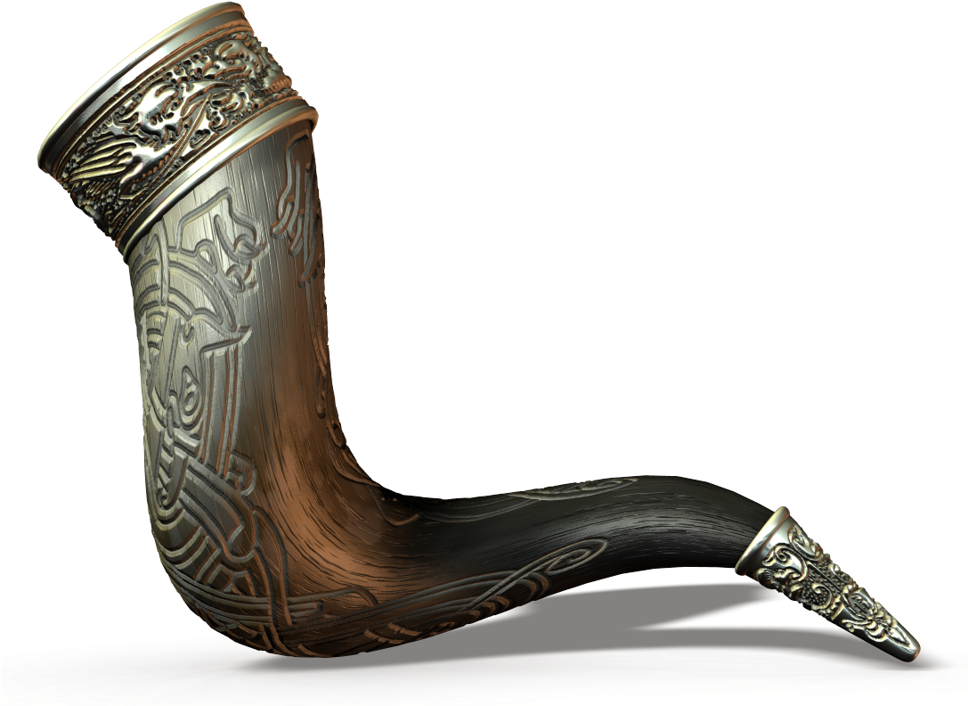 Ornate Viking Drinking Horn PNG