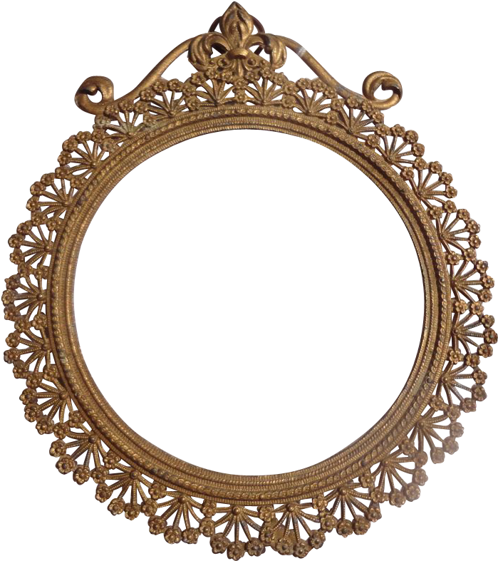Ornate Vintage Golden Mirror Frame PNG