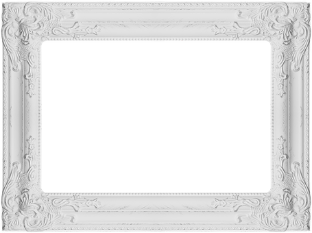 Ornate White Frame Black Background PNG