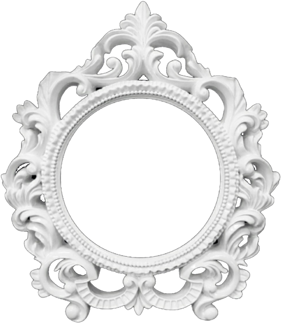 Ornate White Frame Transparent Background PNG