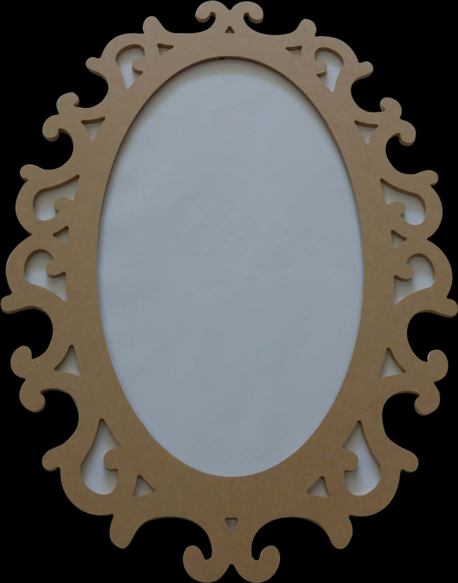 Ornate Wooden Frame Cutout Design PNG