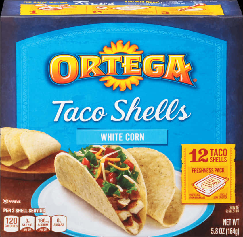 Ortega White Corn Taco Shells Packaging PNG