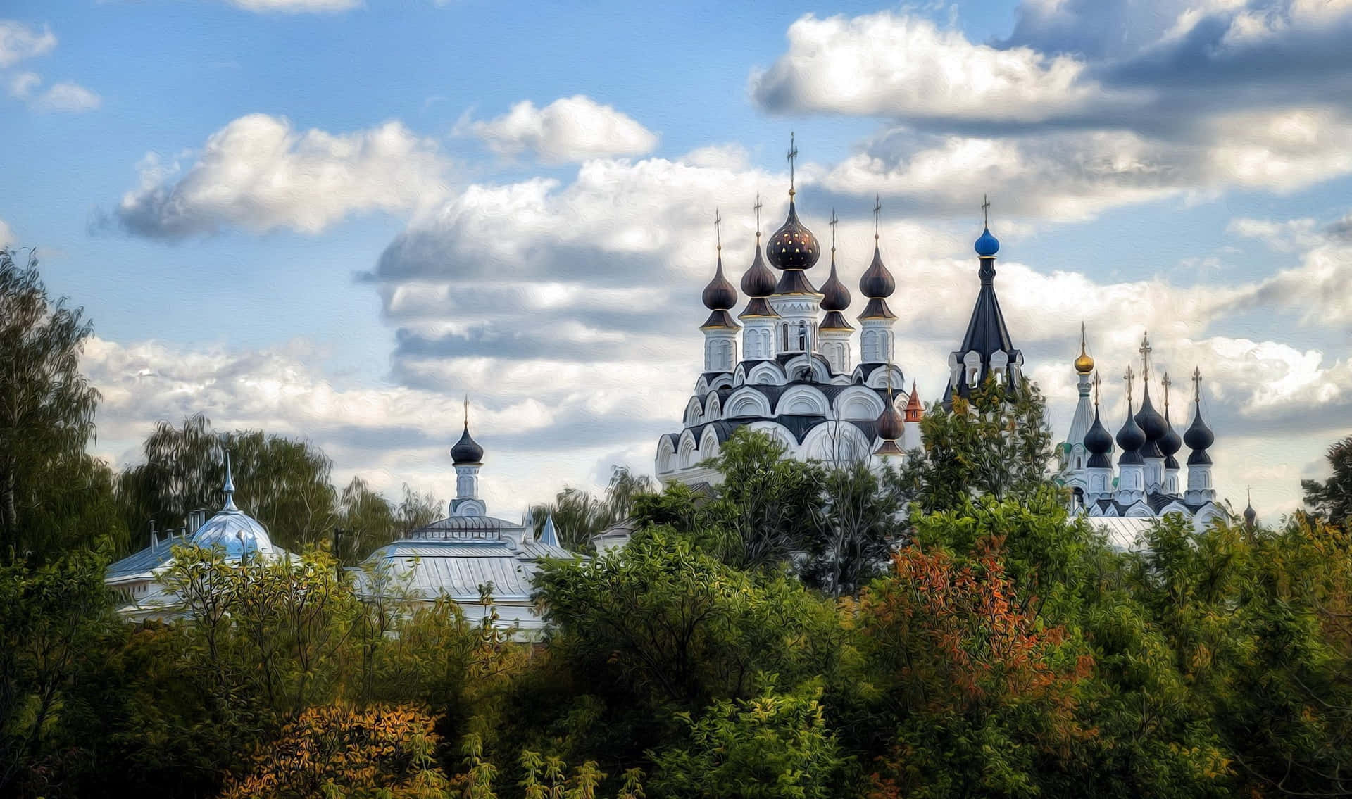 Orthodox_ Church_ Domes_ Amidst_ Nature.jpg Wallpaper