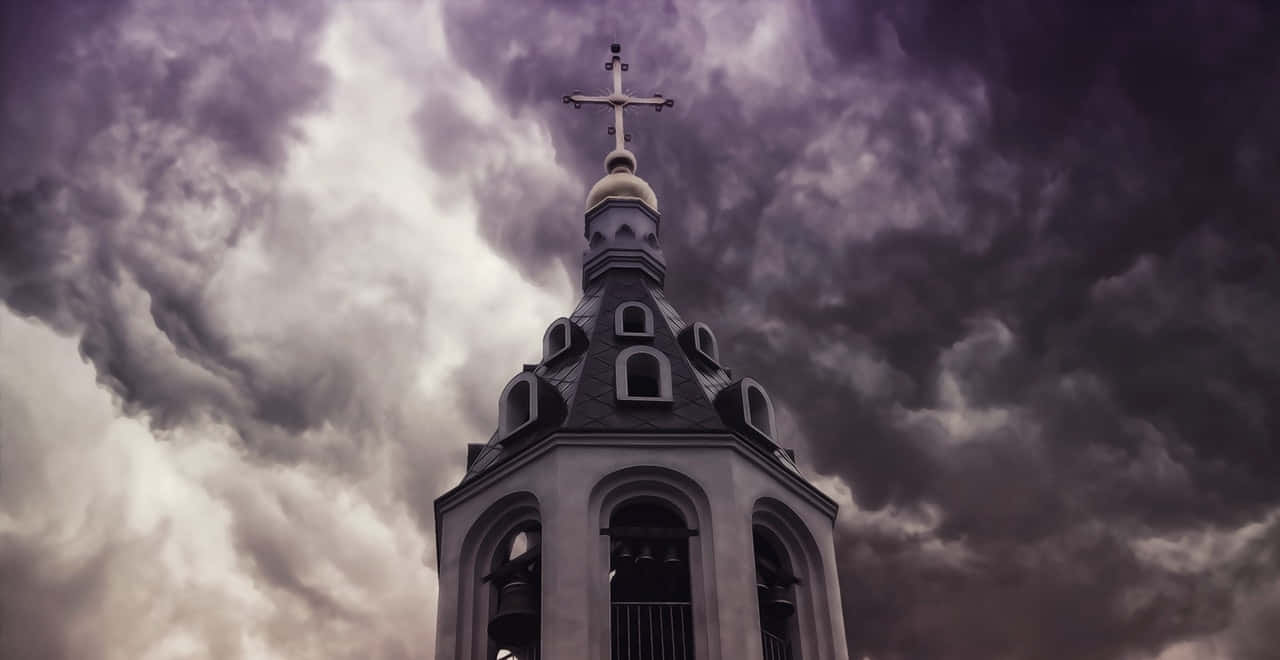 Orthodox_ Church_ Steeple_ Stormy_ Skies Wallpaper