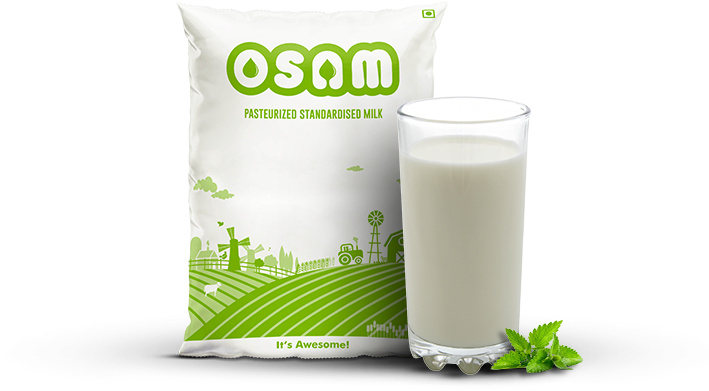 Osam Pasteurized Standardized Milk Packageand Glass PNG