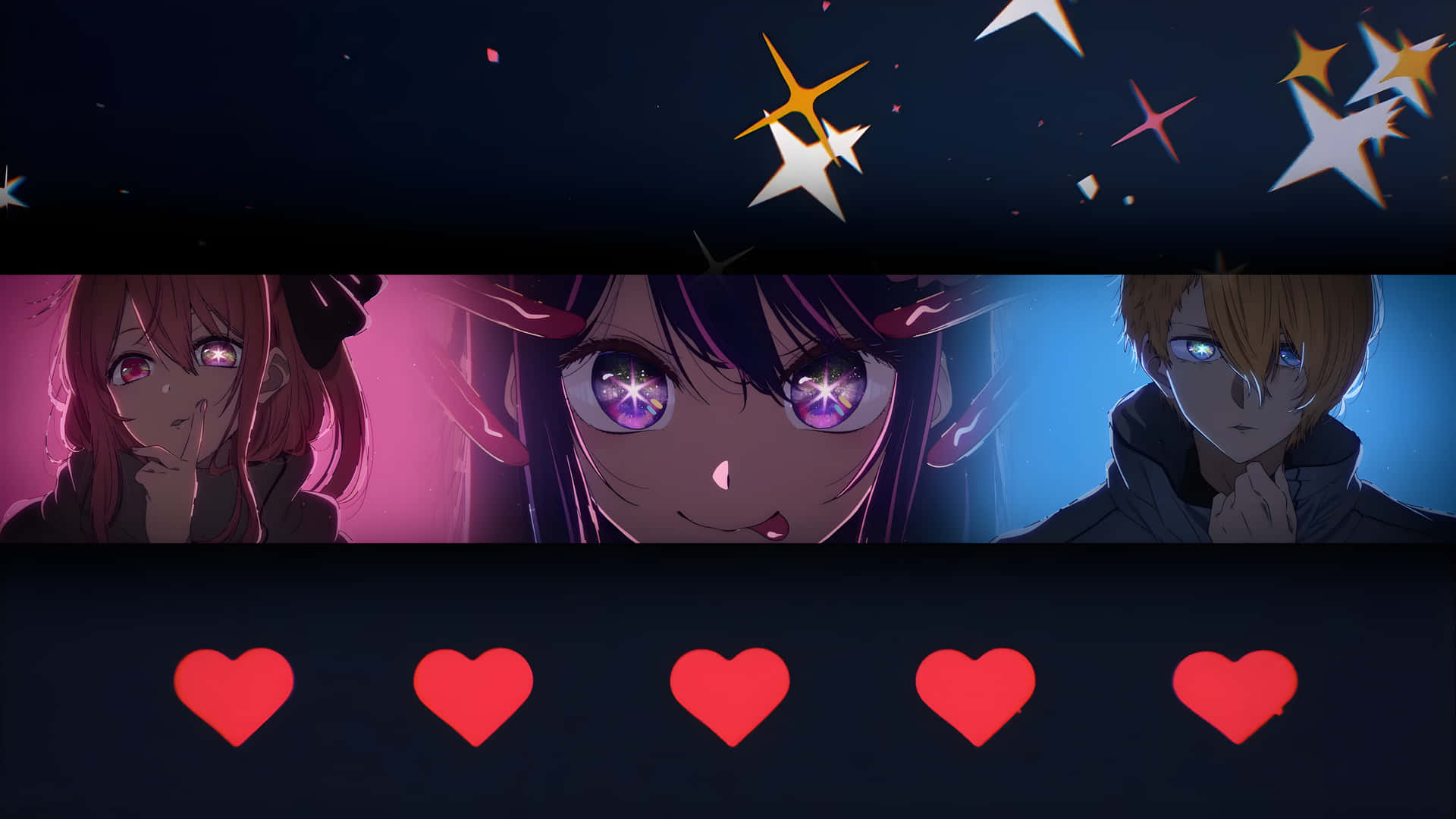 Oshi No Ko Anime Karakterer Banner Bakgrunnsbildet