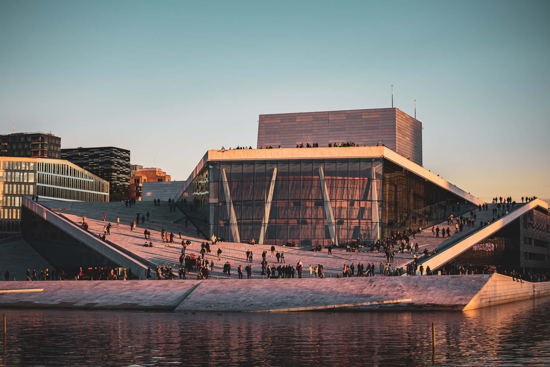 Oslo Opera House During Sundown Wallpaper