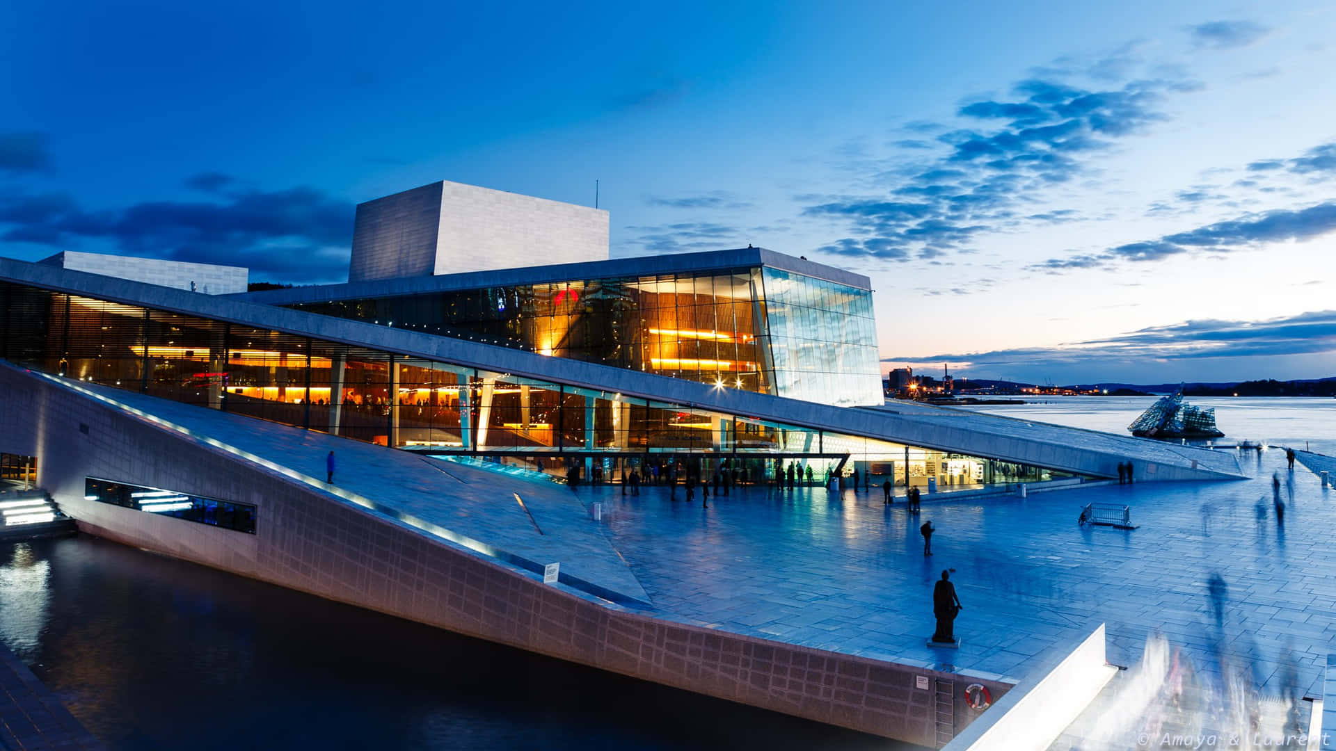 Oslo Opera House In The Evening Wallpaper