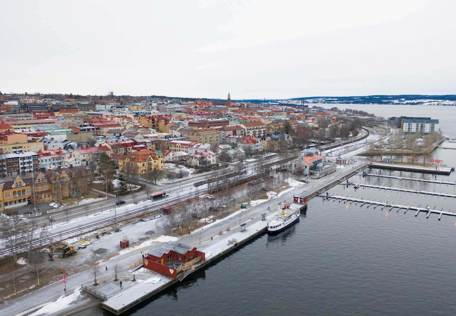 Ostersund Sweden Winter Aerial View Wallpaper