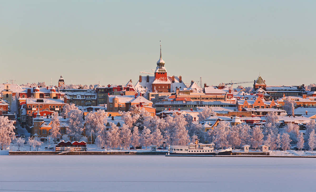 Ostersund Sweden Winter Sunrise Wallpaper