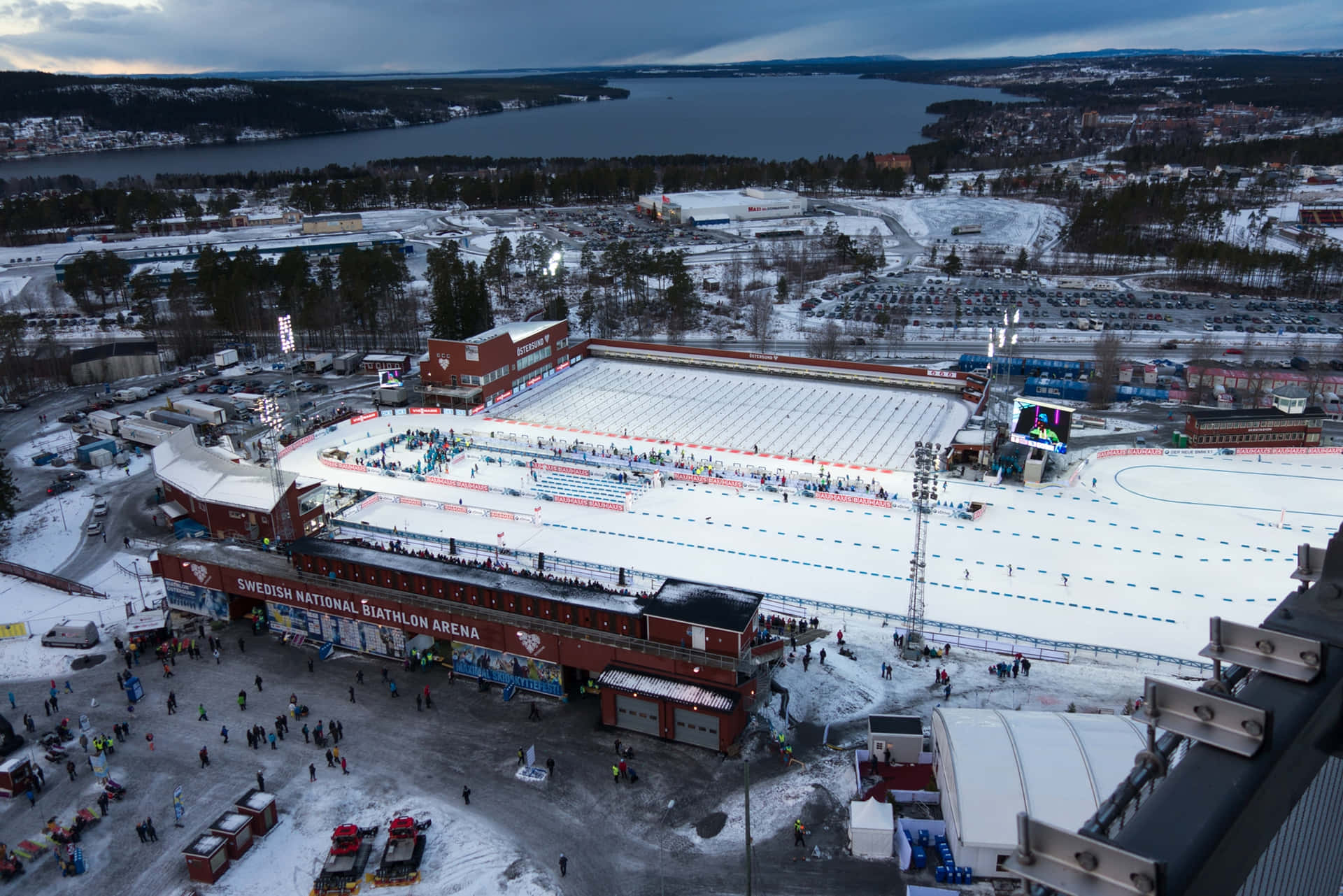 Ostersund Swedish National Biathlon Arena Winter View Wallpaper