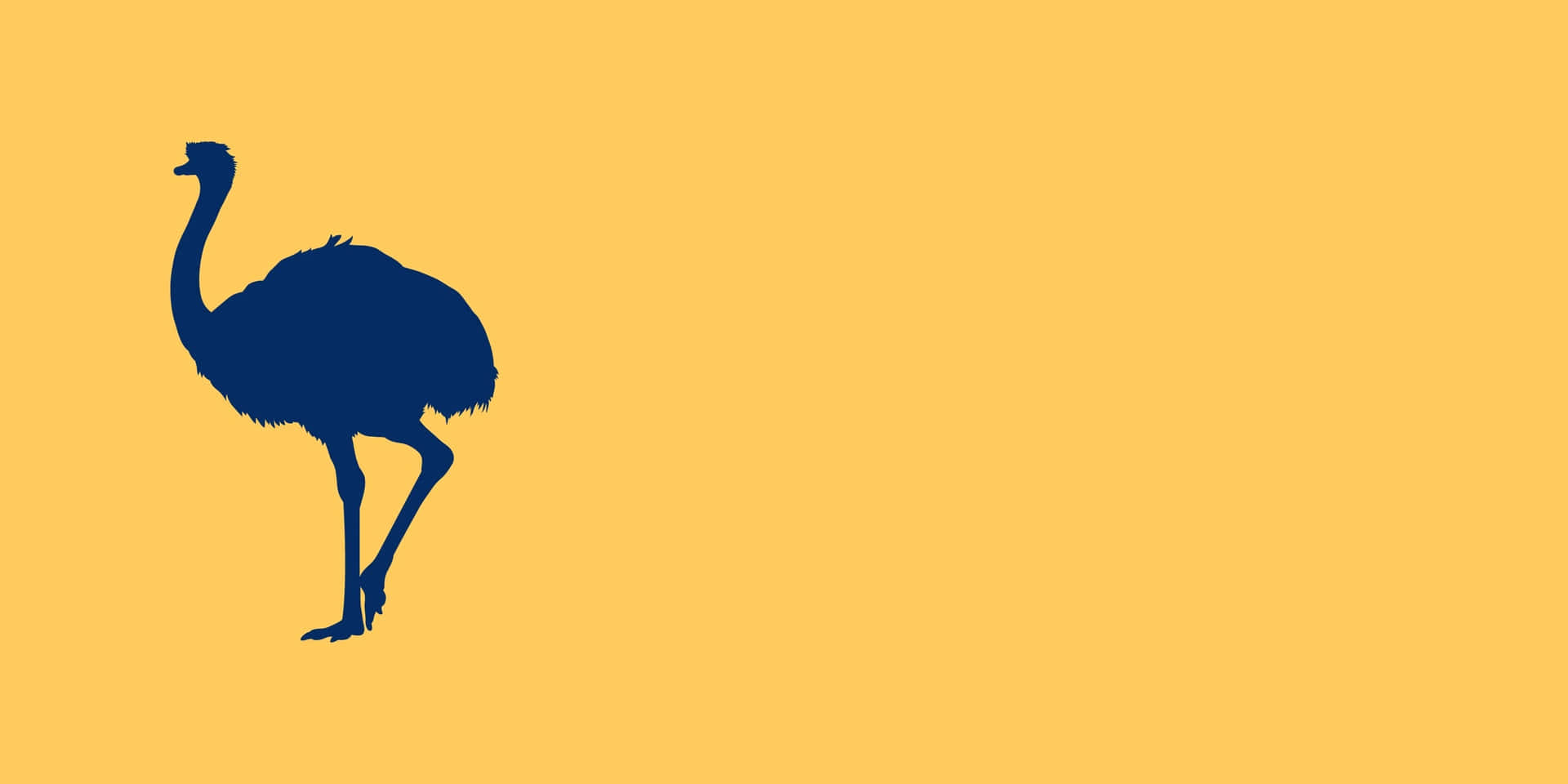Ostrich Silhouetteon Yellow Background Wallpaper