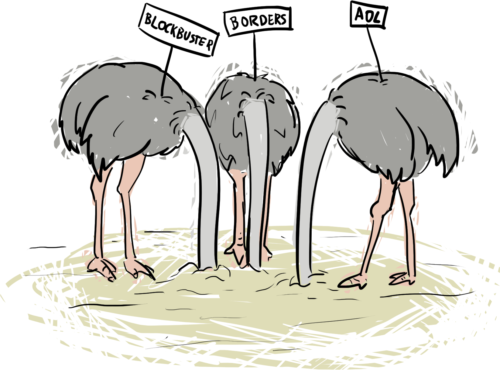 Ostriches Headsin Sand Business Metaphor PNG