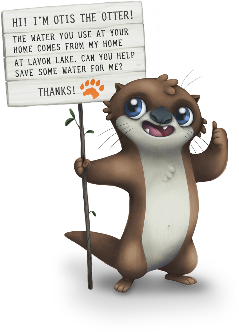 Otisthe Otter Water Conservation Sign PNG