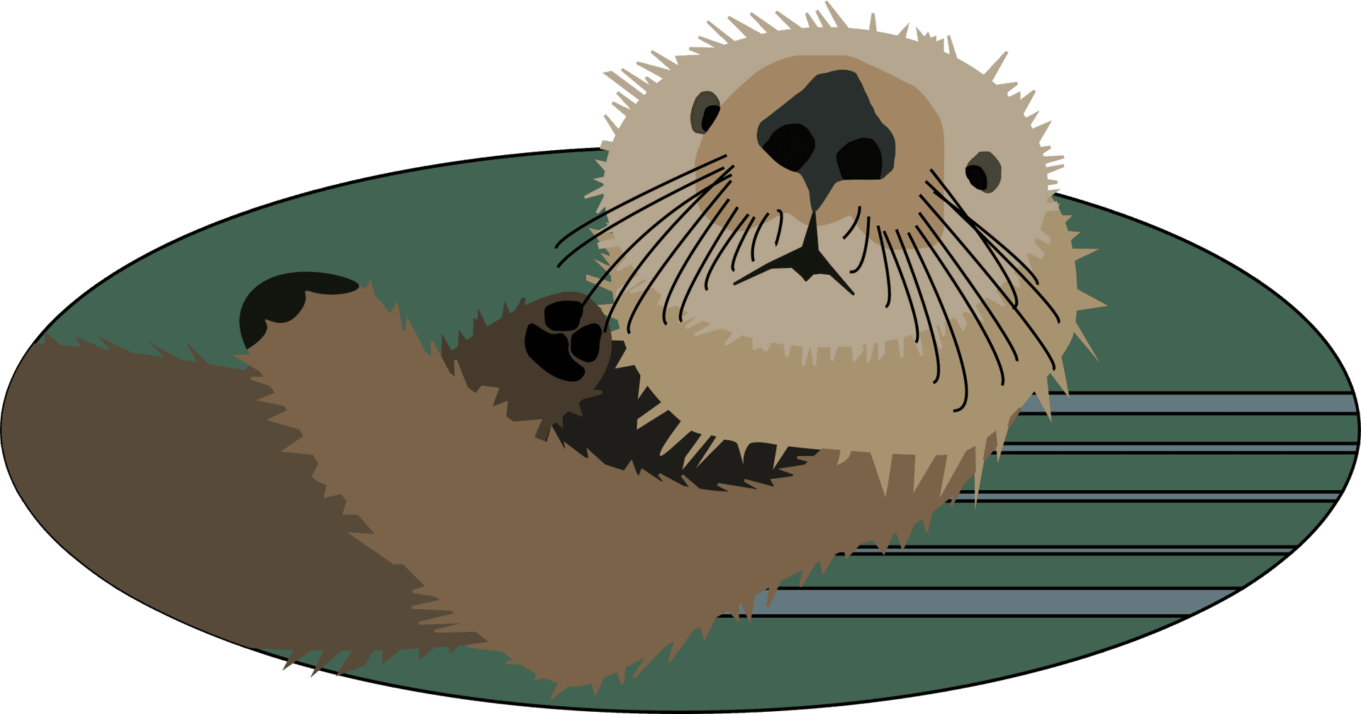 Otter On Surfboard Illustration PNG