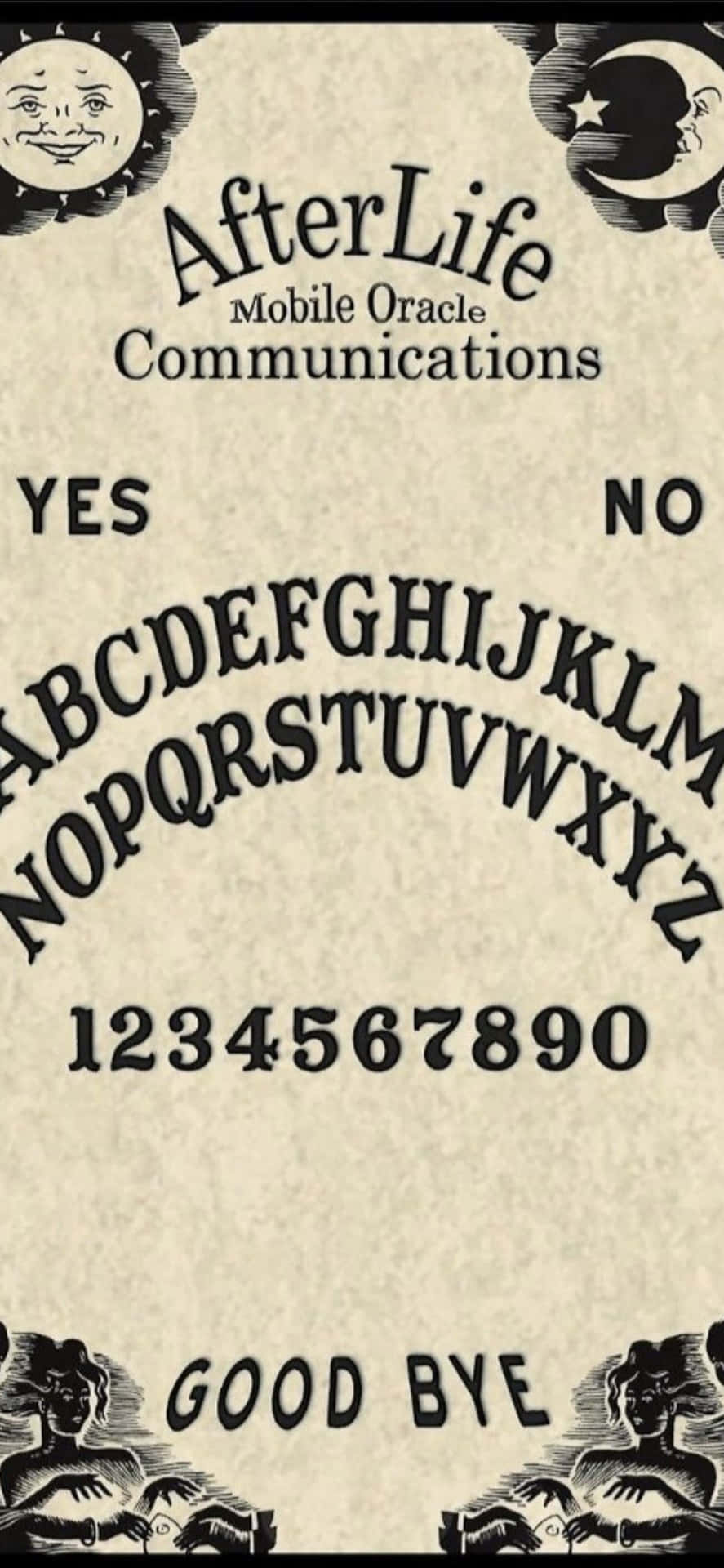 A vintage Ouija Board on a mystical wooden surface. Wallpaper