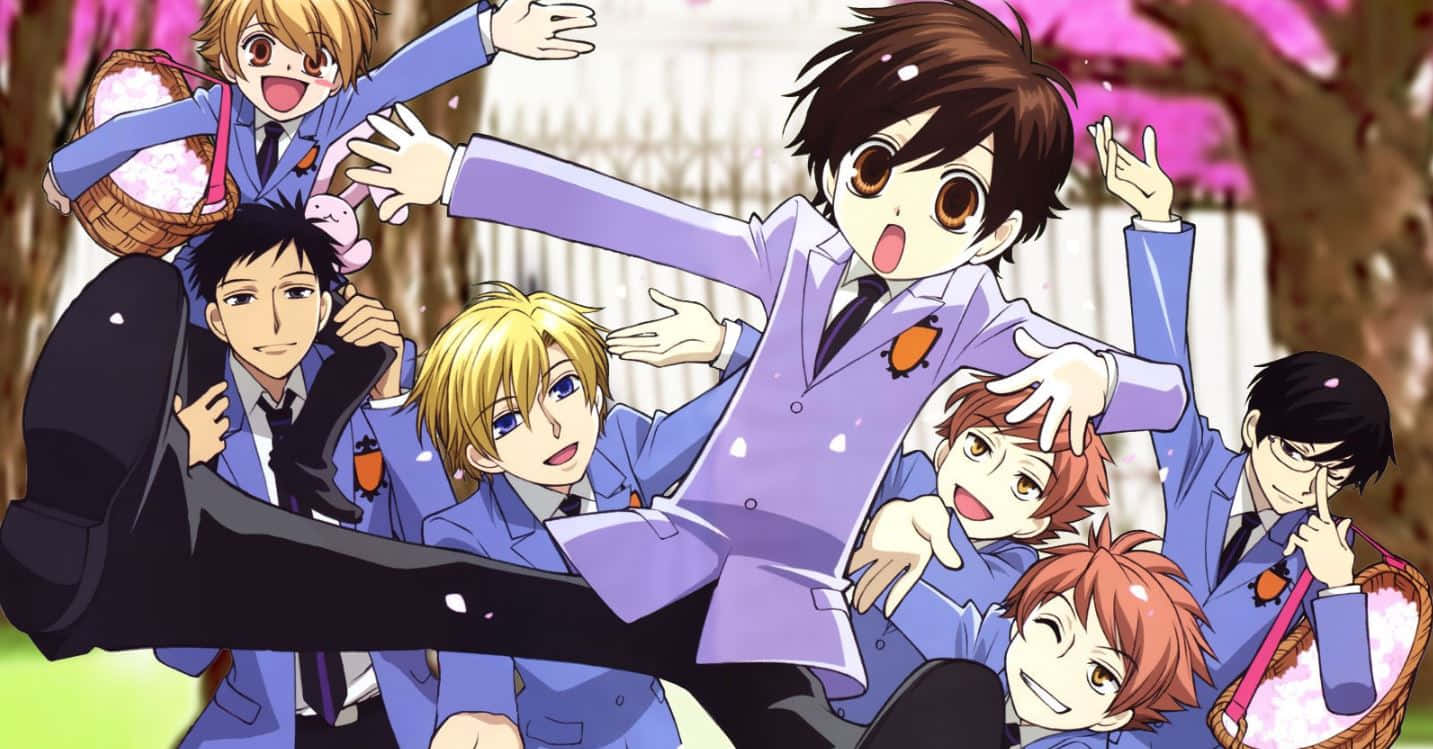 Ouran High School Host Club Group Posing Together Wallpaper