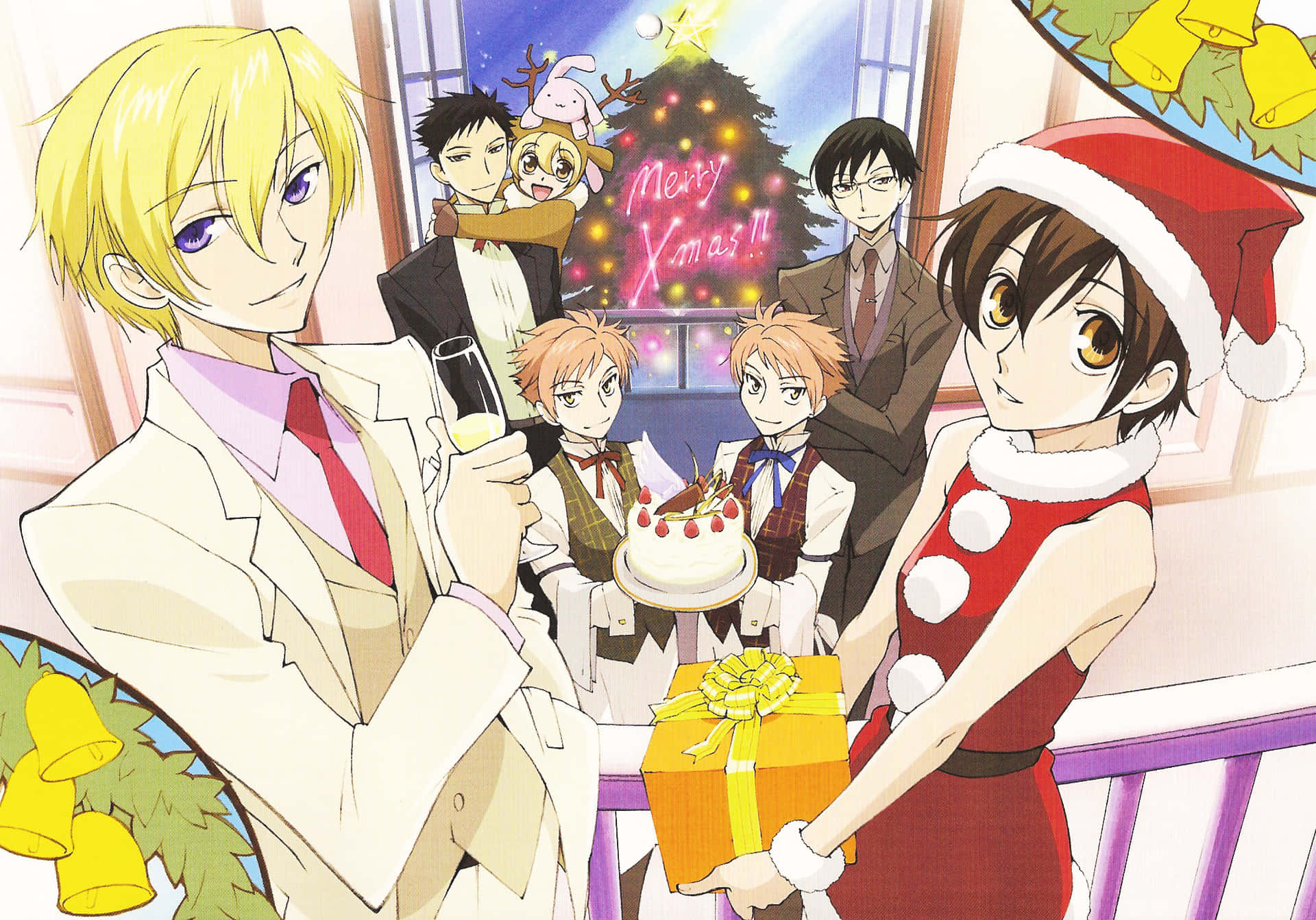 Ouran High School Host Club Characters Group Photo Wallpaper