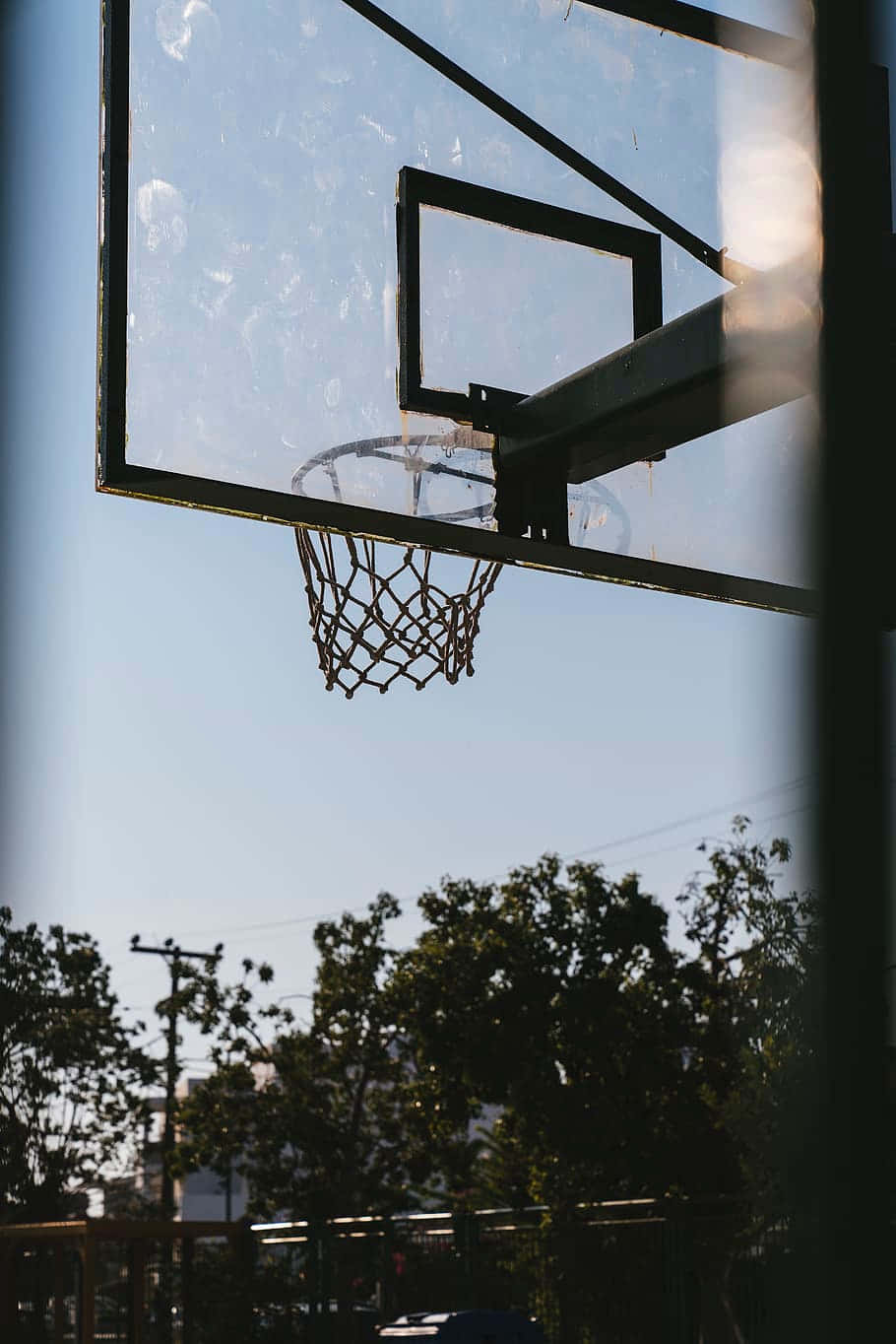 Buiten Basketbal Hoepel Silhouet Achtergrond