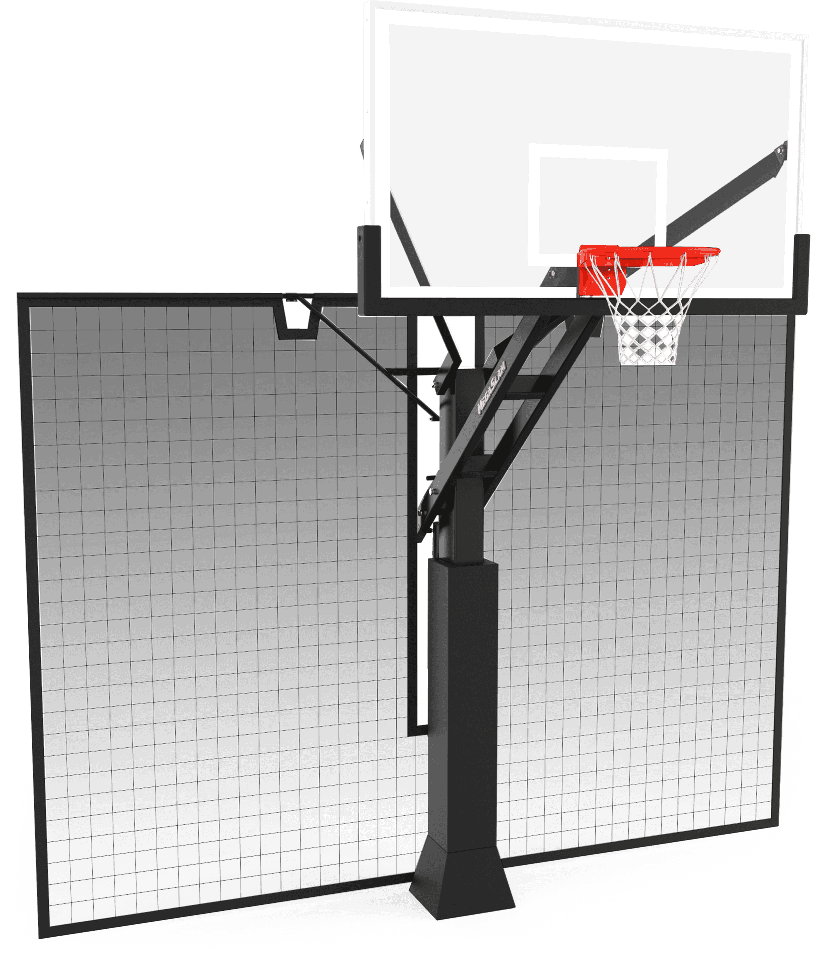 Outdoor Basketball Hoopwith Net Barrier PNG