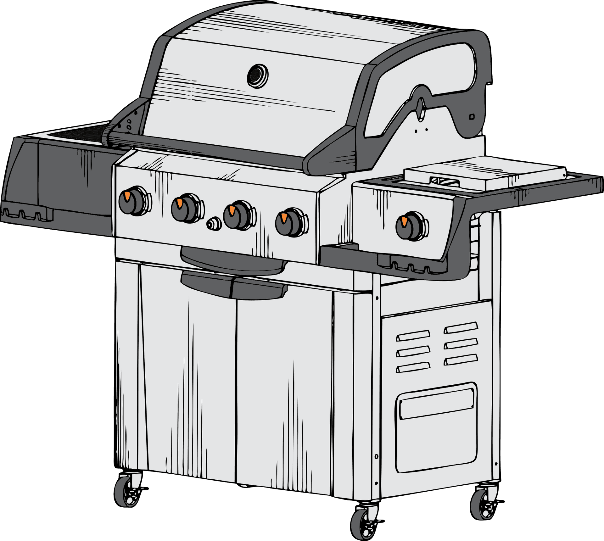 Outdoor Gas Grill Sketch PNG