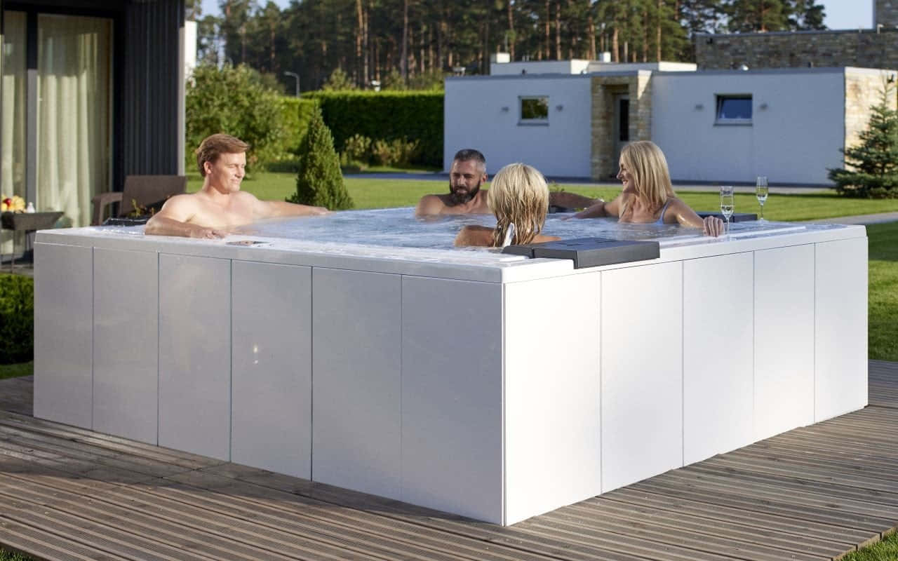 Outdoor Hot Tub Relaxation Wallpaper