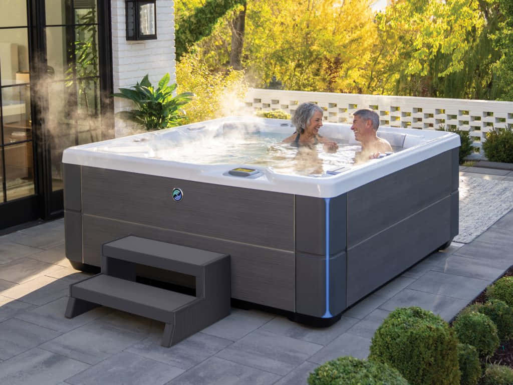 Outdoor Hot Tub Relaxation Wallpaper