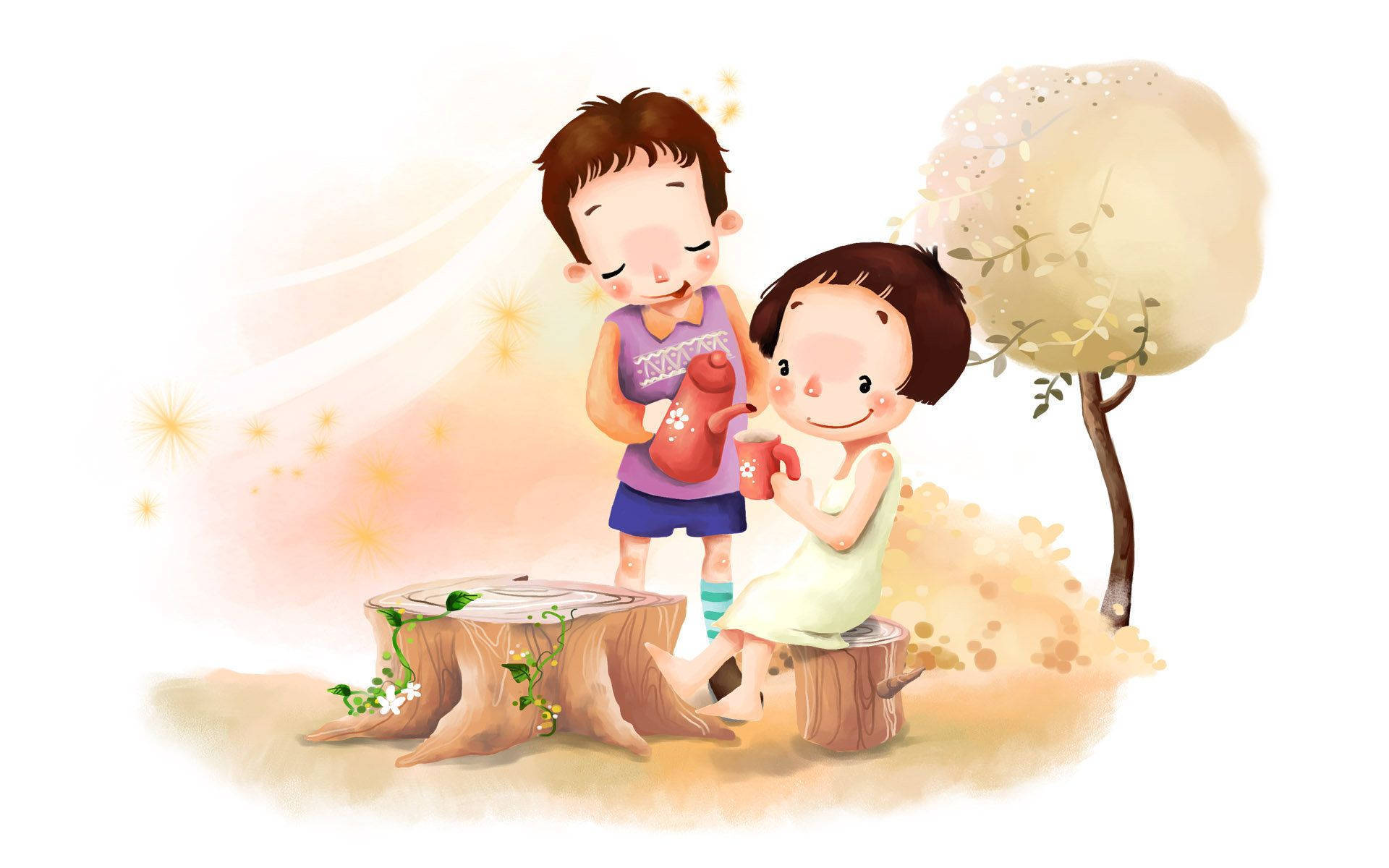Outdoor Love Cartoon Background