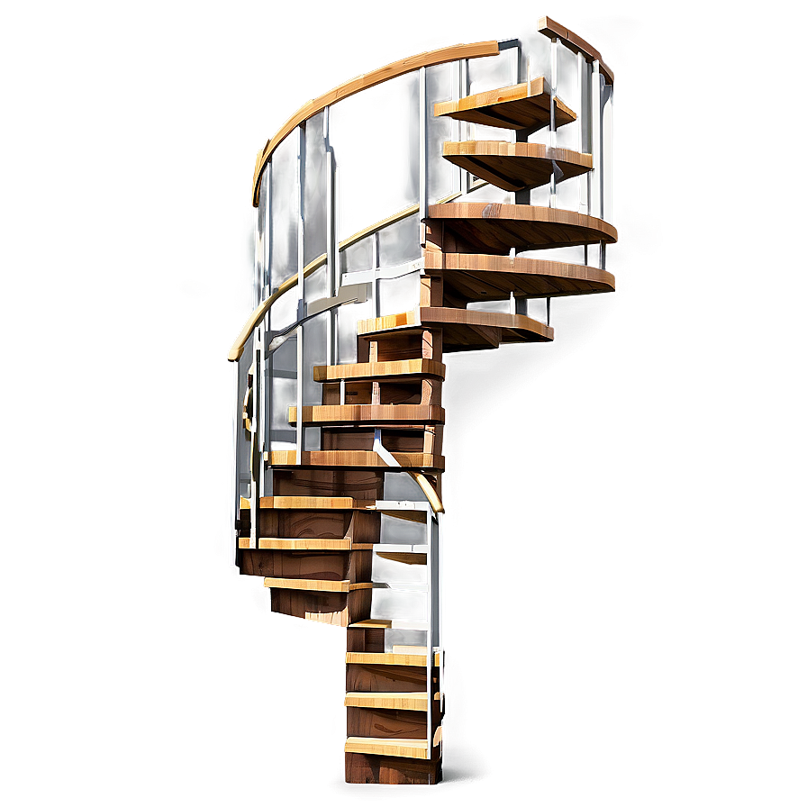 Outdoor Wooden Spiral Staircase Png 06242024 PNG