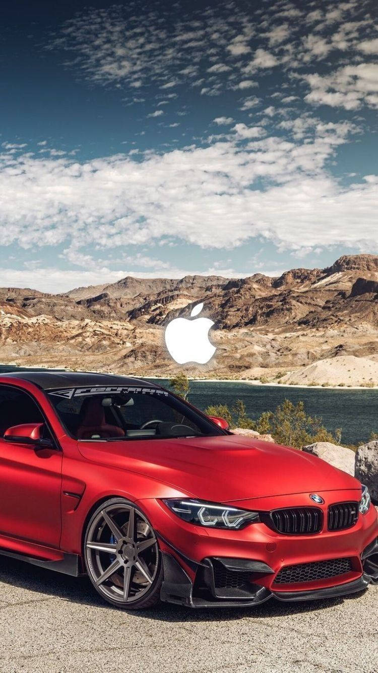 Outdoors With Red Bmw M4 Car Iphone Background