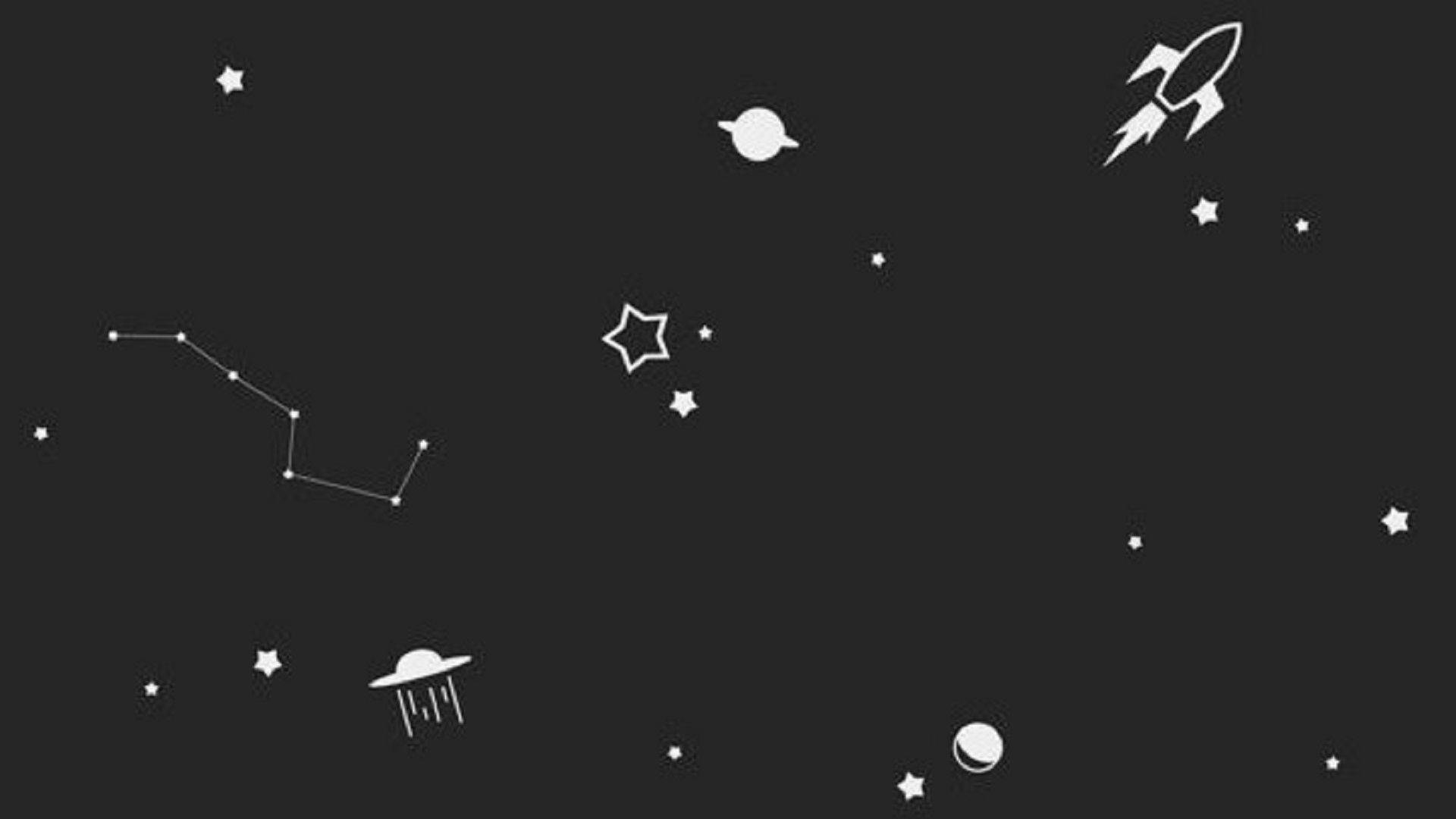 Download Outer Space Aesthetic Black And White Laptop Background Wallpaper  