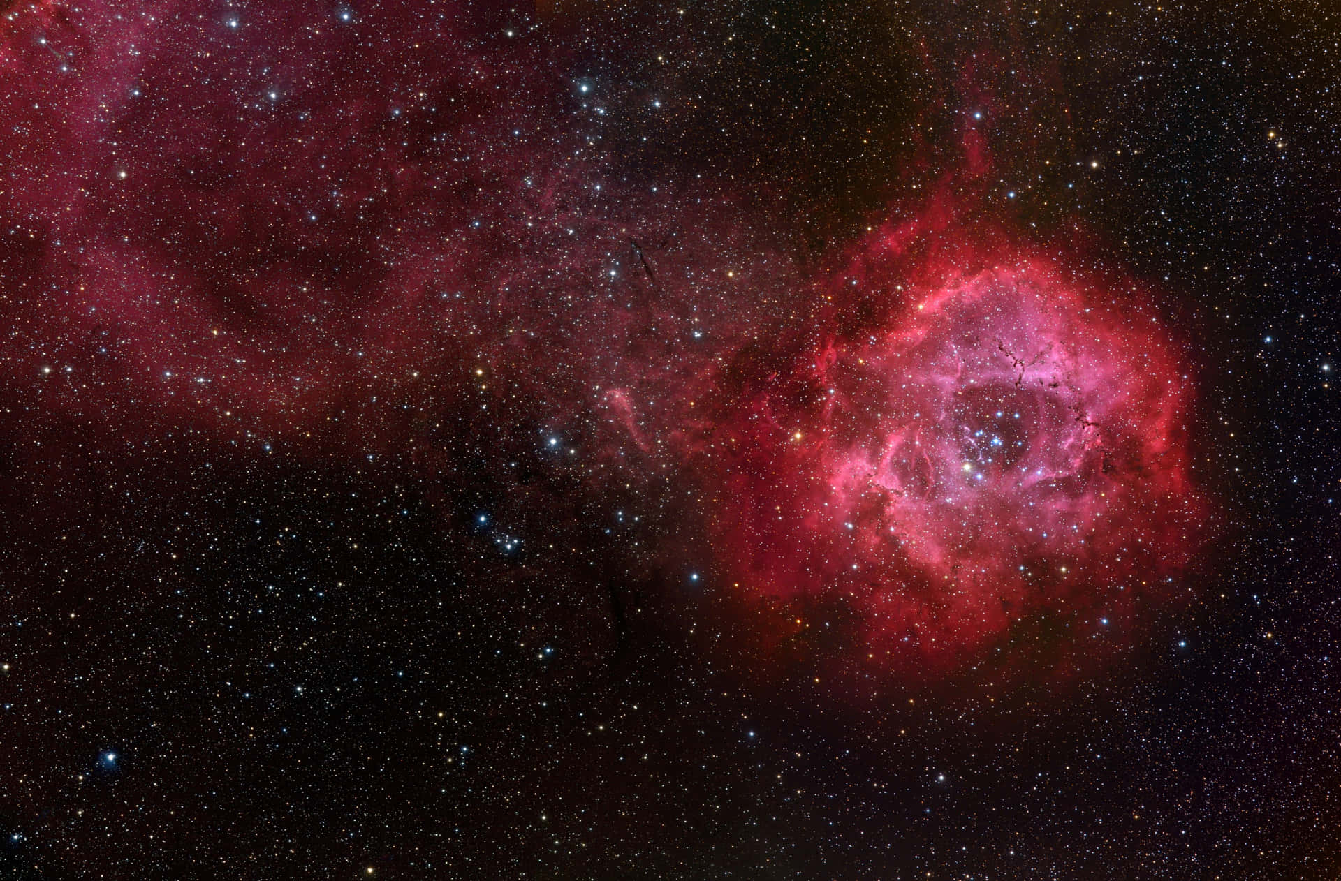A stunning view of the outer space's brilliant red 4K beauty. Wallpaper