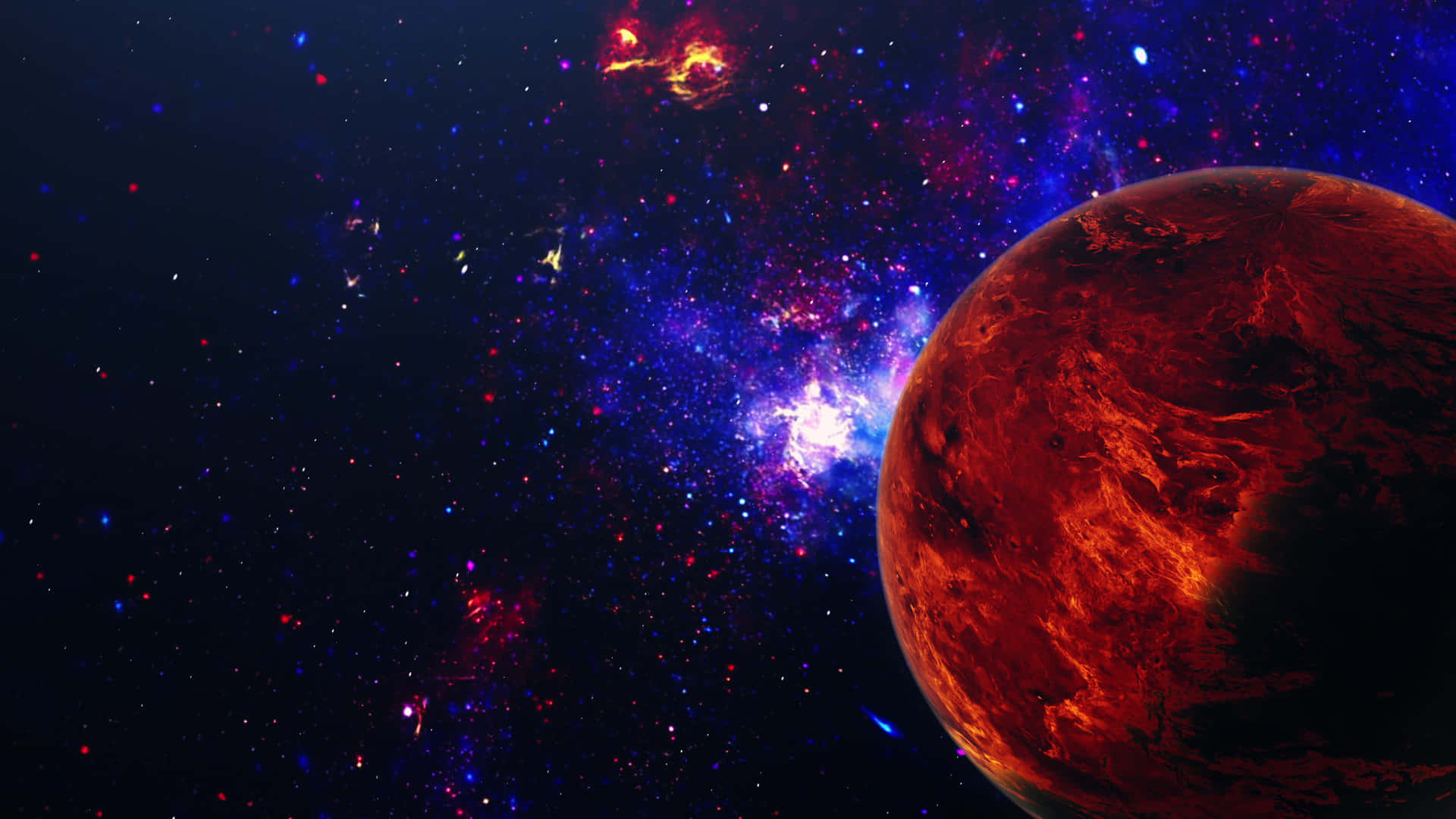 Contemplamaravillado El Deslumbrante Brillo Rojo Del Espacio Exterior. Fondo de pantalla
